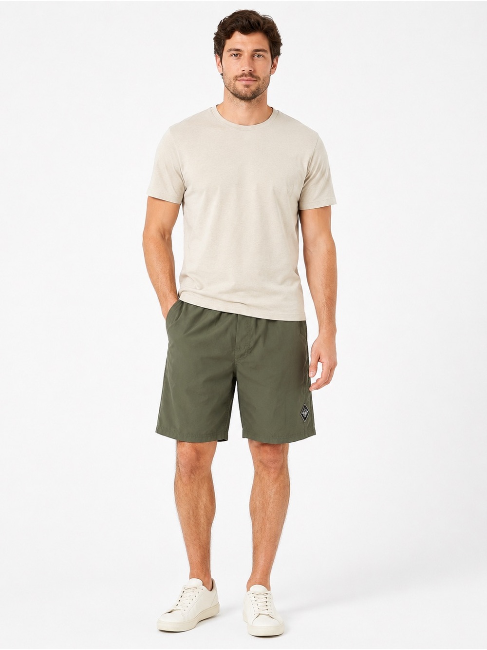 prAna Breathe Shorts Mens Olive Green Elastic Waist 10” Inseam Polyester Outdoor